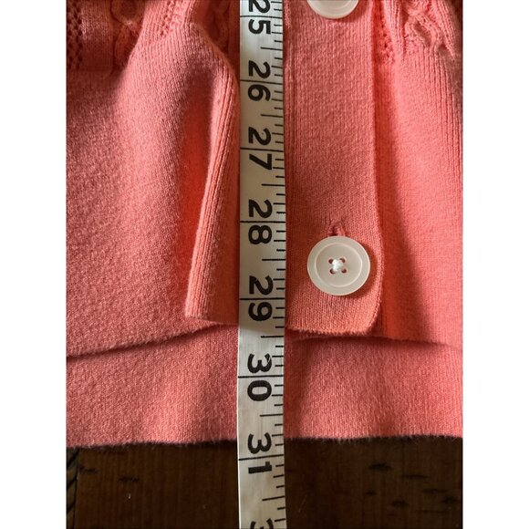 Lands' End Womens Orange Coral Ribbed Trim Cotton Button Cardigan XL 18 - Picture 6 of 6